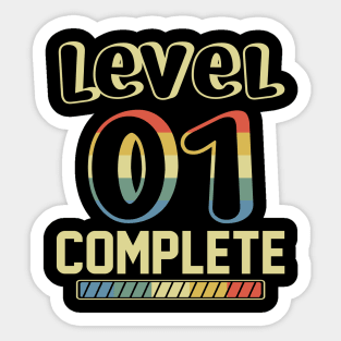 Level 1 Complete Vintage Gift Shirt Celebrate 1st Wedding Sticker